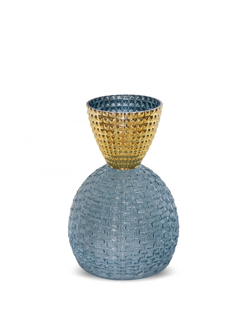 Glass vase gold/blue size 27/16 cm