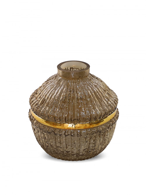 Golden/brown glass vase size 15*12 cm