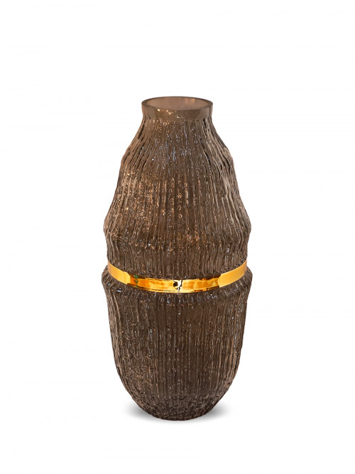 Clear/Golden Glass Vase Size: 31*8 cm