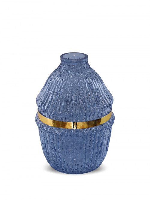 Gold / blue glass vase size 24 * 12 cm