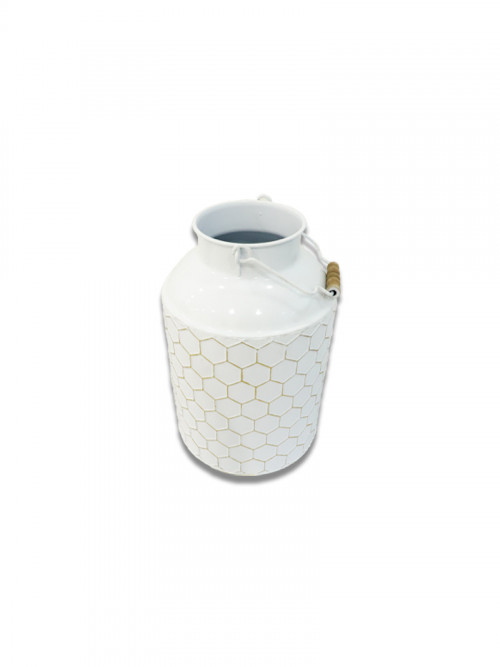 White metal flower pot with handle size: 40*27 cm