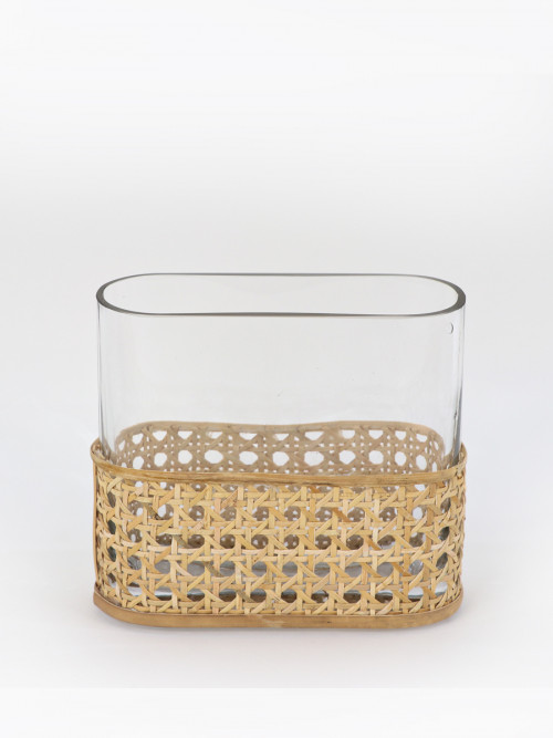 Clear glass vase with golden edges: 16 * 15 cm