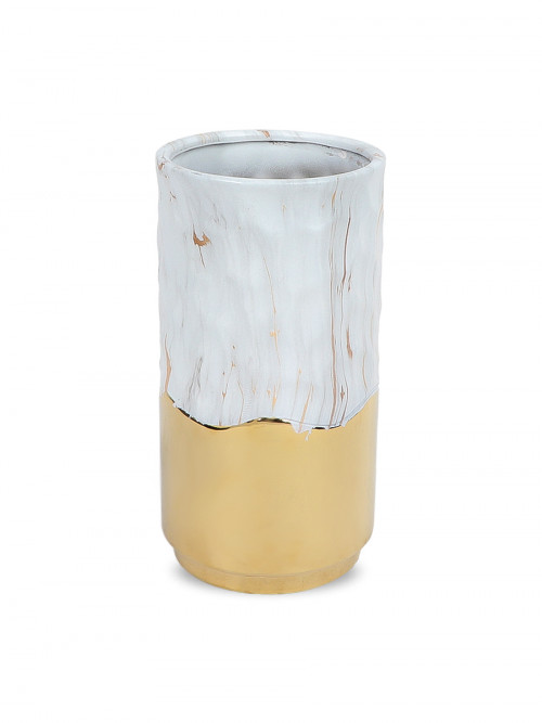 White/golden ceramic vase