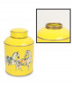 Yellow ceramic vase with horse drawings with lid
