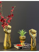 Rose vase with a modern and modern design in the form of a hand, golden color, size 27 cm