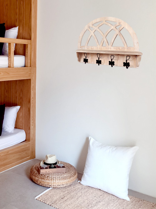  Decorative Wooden Shelf With Metal Hangings