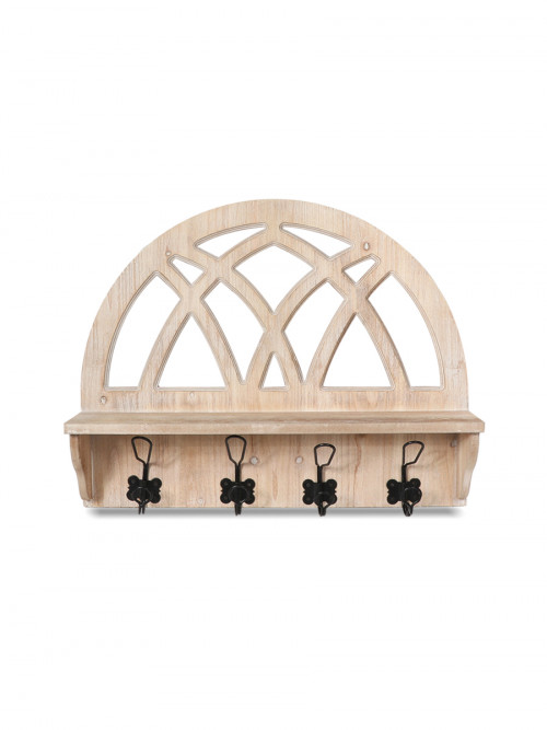  Decorative Wooden Shelf With Metal Hangings