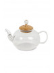 950ml Transparent Heat Resistant Glass Teapot With Wooden Base