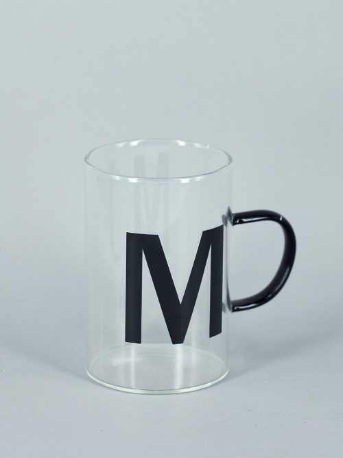 clear glass mug with handle