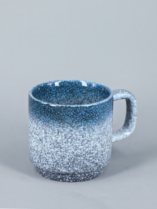 Gray and blue glass mug