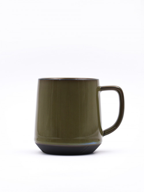 Glass cup, brown and green