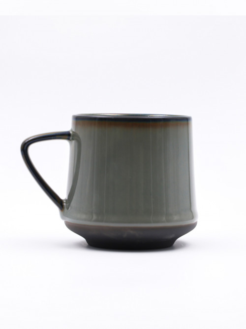 Gray glass mug with brown