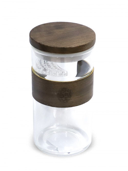  Glass mug with wooden lid 330ml