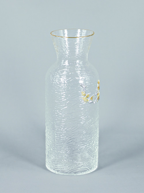 650ml clear glass juice jug with golden edges