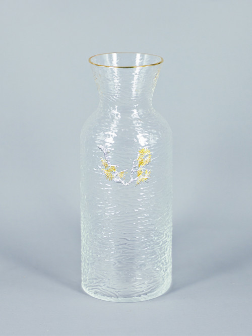 650ml clear glass juice jug with golden edges