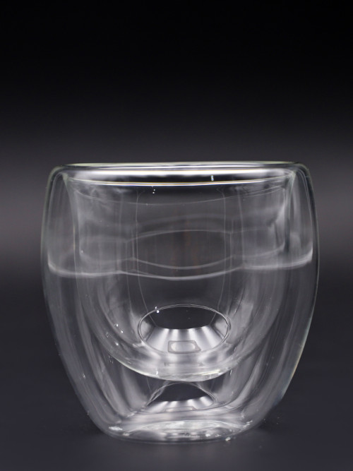 كوب زجاجي طبقتين شفاف حجم: 180 مل 