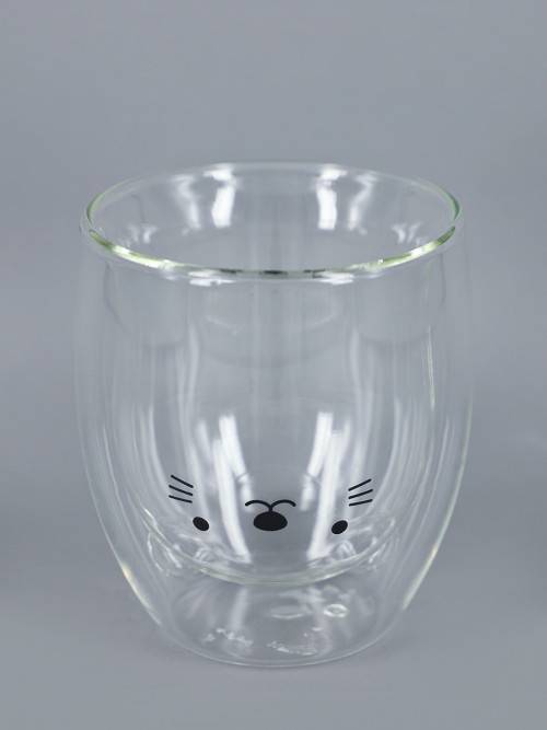 Double-layer transparent glass beaker, volume: 250 ml