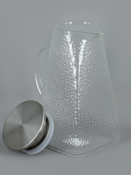 1.5L transparent glass jug with metal lid