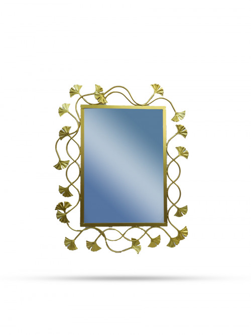  Wall mirrors with metal frame, gold color, rectangle shape