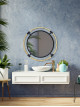 Stylish metal wall mirror lined with porcelain, size: 38 cm