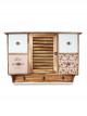 Wooden wall shelf with 4 drawers, a door and 3 metal hangers, size: 23 * 43 cm