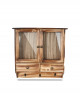 Wooden shelf with 2 doors, 2 drawers and 3 metal hangings, size: 49 * 52 cm
