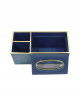 Modern blue marble tissue box with golden edges