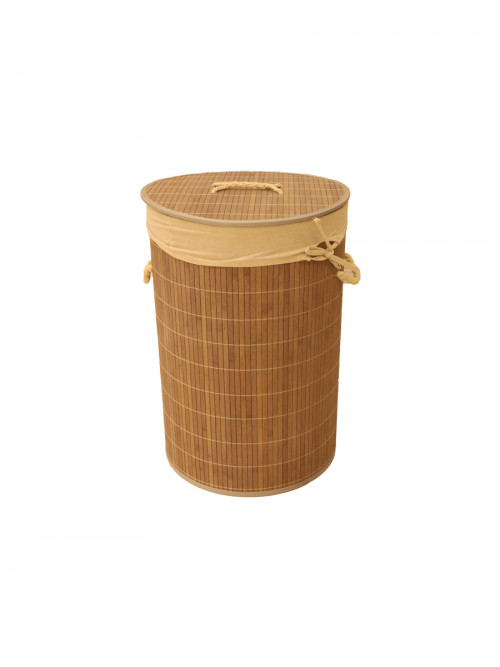 Fabric lined wooden storage basket