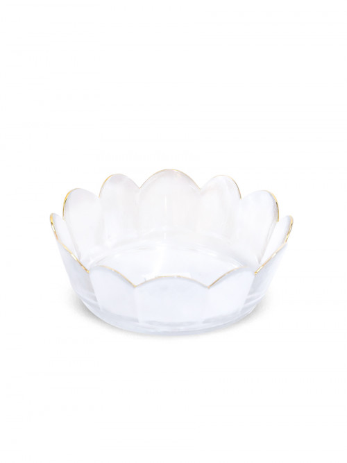 Glass dish with golden edges Size: 17 cm