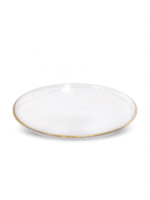 Glass dish with golden edges Size: 27 cm
