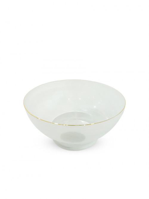Transparent glass dish with golden edges size: 15 * 9 cm