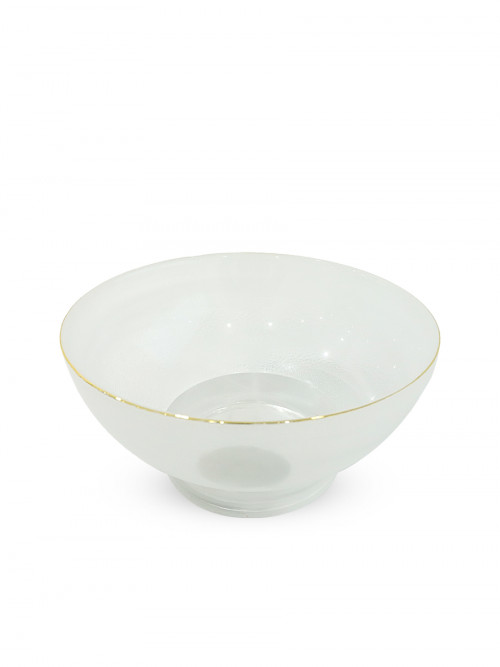 Transparent glass dish with golden edges size: 20*10 cm