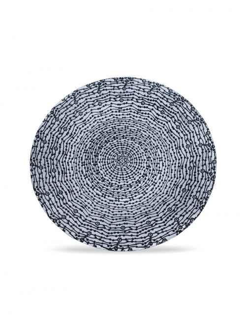 Decorative black / white ceramic dish, size 33 cm