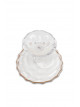 Transparent glass dessert plate with golden edges and lid, size: 24 * 16 cm