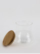 برطمان زجاجي شفاف دائري الشكل مع غطاء خشبي 11*12سم