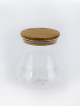  برطمان زجاجي شفاف دائري الشكل مع غطاء خشبي 11*12سم