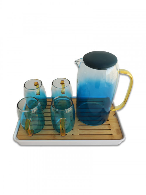 Glass jack set with 4 cups and tipi