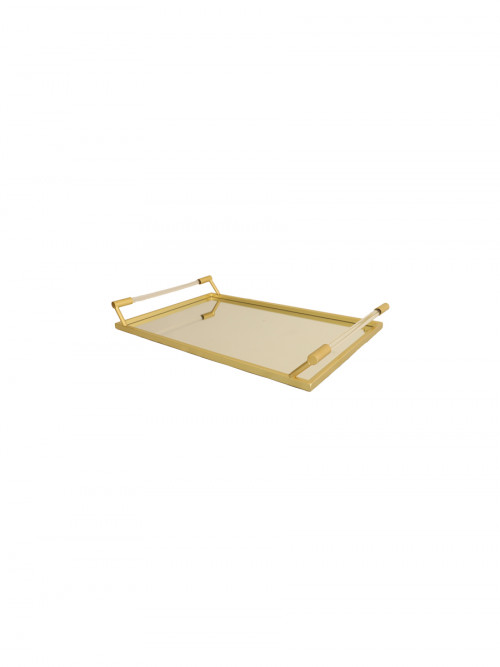 Serving Tray, Gold, Bright Mirror Glass, Metal Serving Tray, Quantity: 2 Pieces