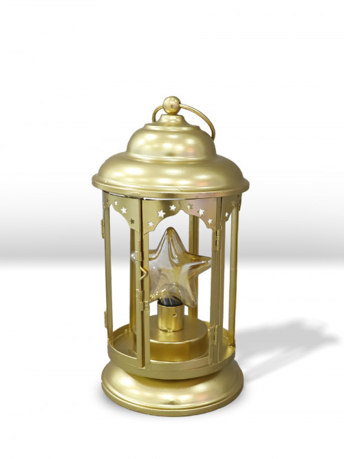 Round golden metal lantern with star lamp 15 * 30 cm
