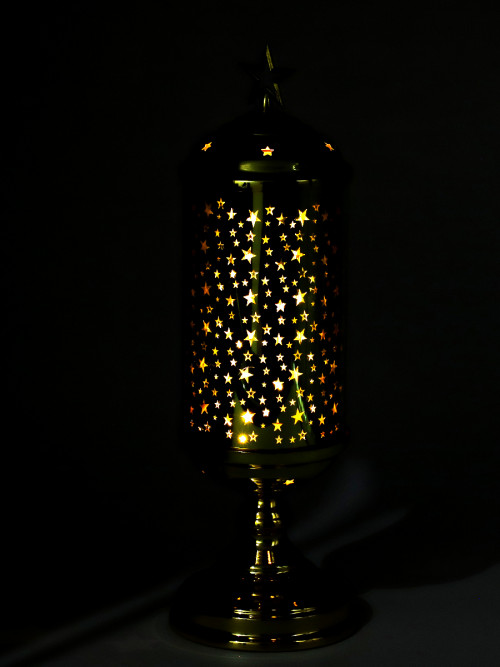 مصباح طاولة دائري تعمل بالبطارية شكل زخرفية رمضانية ذهبي10*35سم
