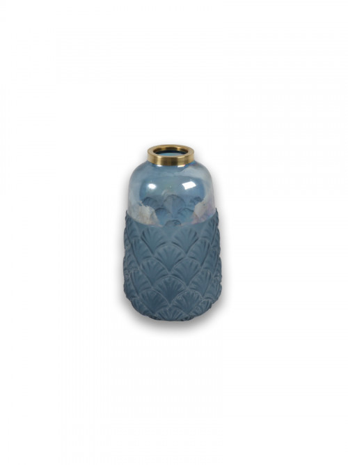 Blue glass vase size 20 * 13 cm