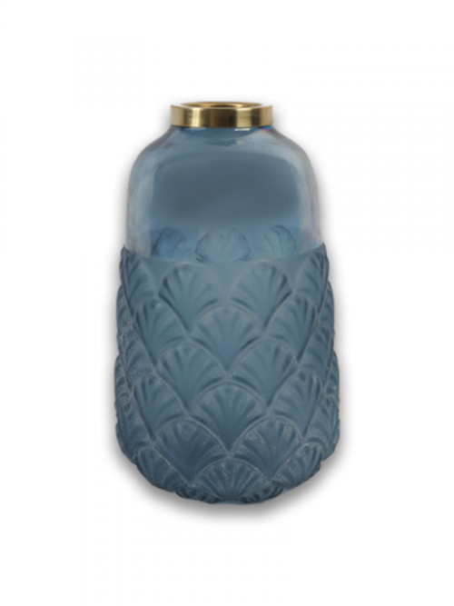 Blue glass vase size 20 * 13 cm
