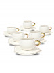 White Turkish coffee cups with golden handle 6 pieces with 6 pieces coffee saucers