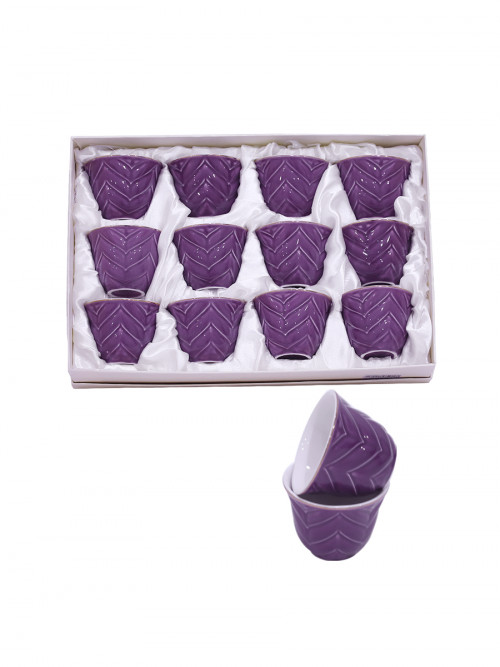 Set of 12 elegant coffee cups, purple color
