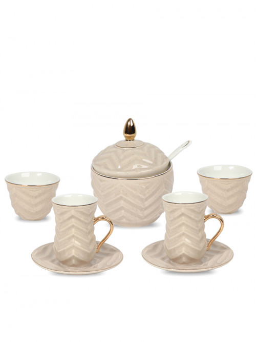 Set of 27 coffee and tea cups, beige