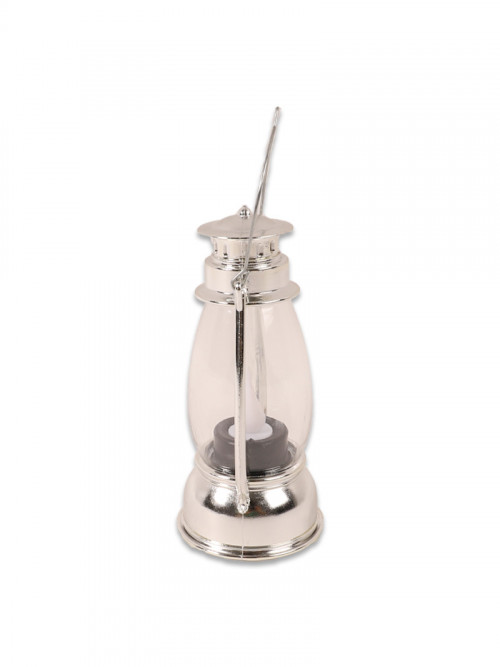 Battery operated luminous lantern, silver color, size: 13 * 7 cm