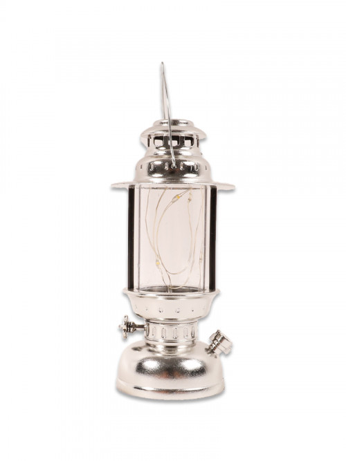 Battery operated luminous lantern, silver color, size: 14 * 7 cm