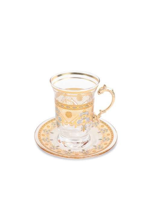 Set of 36 coffee and tea cups, transparent