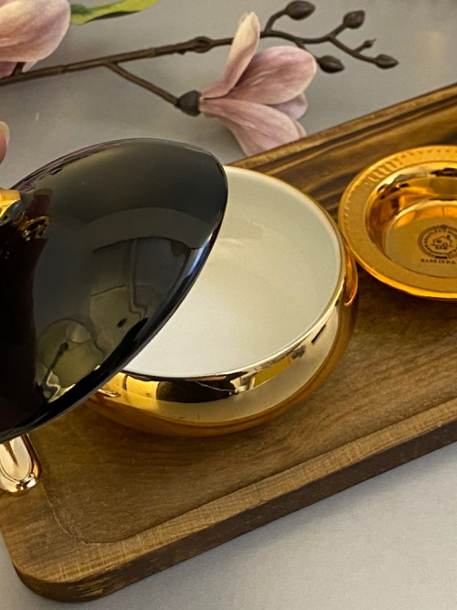 Marble Dater Set With Wooden Plate Black - Gold