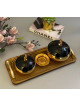 Marble Dater Set With Wooden Plate Black - Gold